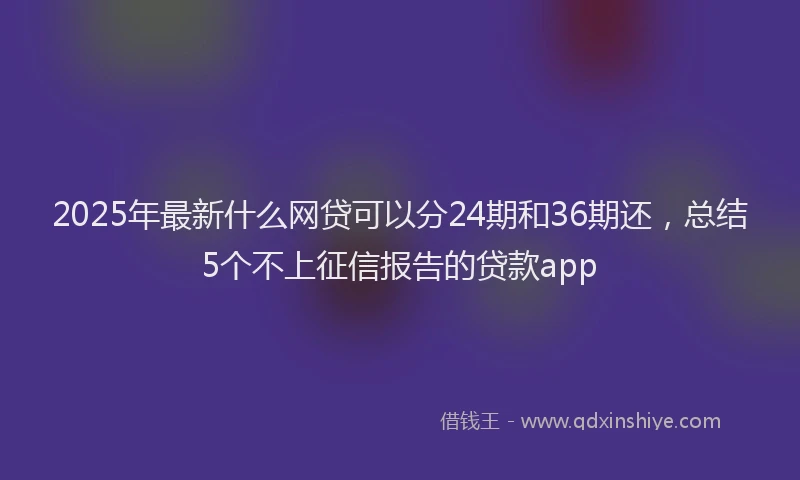 2025年最新什么网贷可以分24期和36期还，总结5个不上征信报告的贷款app