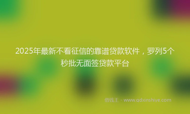 2025年最新不看征信的靠谱贷款软件，罗列5个秒批无面签贷款平台