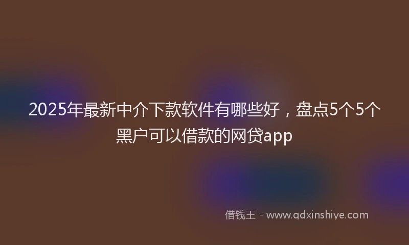 2025年最新中介下款软件有哪些好，盘点5个5个黑户可以借款的网贷app