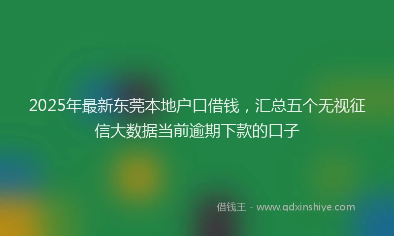 2025年最新东莞本地户口借钱，汇总五个无视征信大数据当前逾期下款的口子