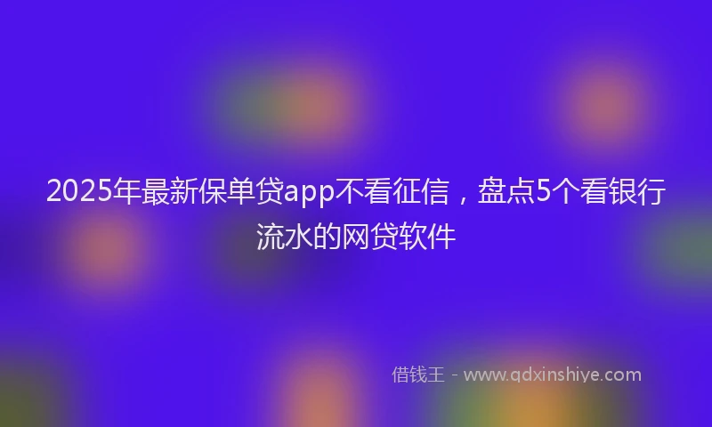 2025年最新保单贷app不看征信，盘点5个看银行流水的网贷软件