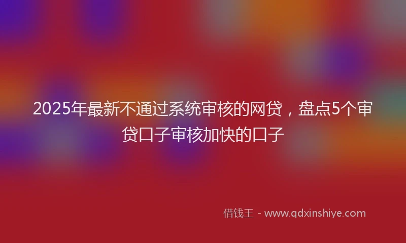 2025年最新不通过系统审核的网贷，盘点5个审贷口子审核加快的口子
