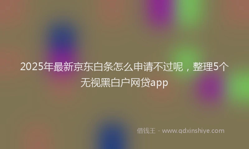 2025年最新京东白条怎么申请不过呢，整理5个无视黑白户网贷app