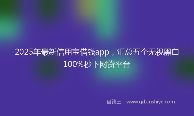 2025年最新信用宝借钱app，汇总五个无视黑白100%秒下网贷平台