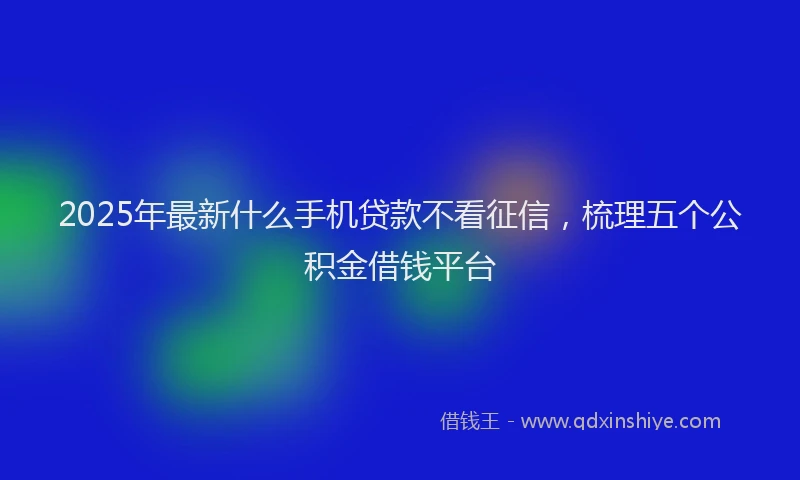 2025年最新什么手机贷款不看征信，梳理五个公积金借钱平台
