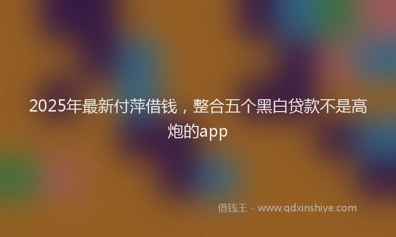 2025年最新付萍借钱，整合五个黑白贷款不是高炮的app
