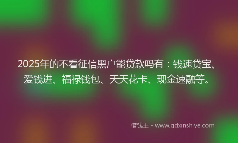 2025年的不看征信黑户能贷款吗有：钱速贷宝、爱钱进、福禄钱包、天天花卡、现金速融等。