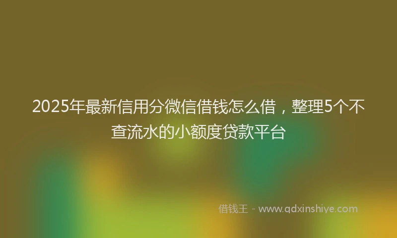 2025年最新信用分微信借钱怎么借，整理5个不查流水的小额度贷款平台