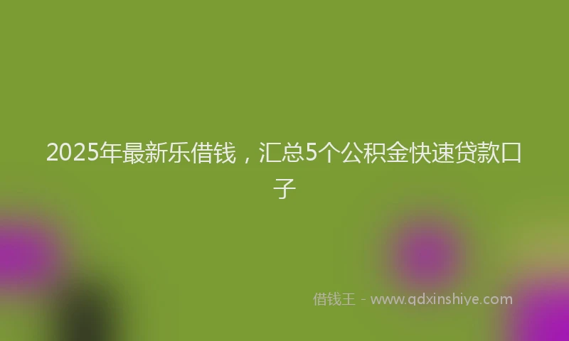 2025年最新乐借钱，汇总5个公积金快速贷款口子