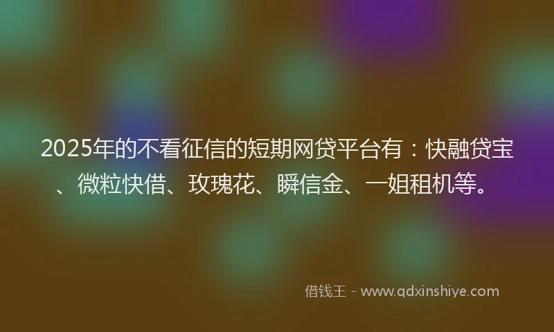 2025年的不看征信的短期网贷平台有：快融贷宝、微粒快借、玫瑰花、瞬信金、一姐租机等。