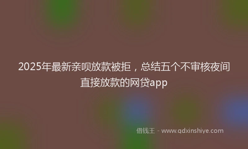 2025年最新亲呗放款被拒，总结五个不审核夜间直接放款的网贷app