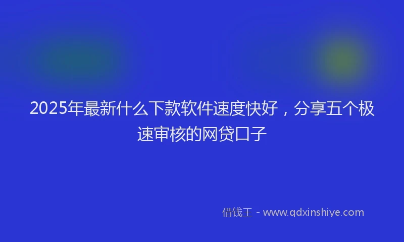 2025年最新什么下款软件速度快好，分享五个极速审核的网贷口子