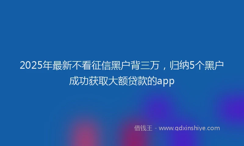 2025年最新不看征信黑户背三万，归纳5个黑户成功获取大额贷款的app