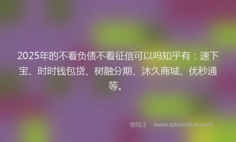 2025年的不看负债不看征信可以吗知乎有：速下宝、时时钱包贷、树融分期、沐久商城、优秒通等。