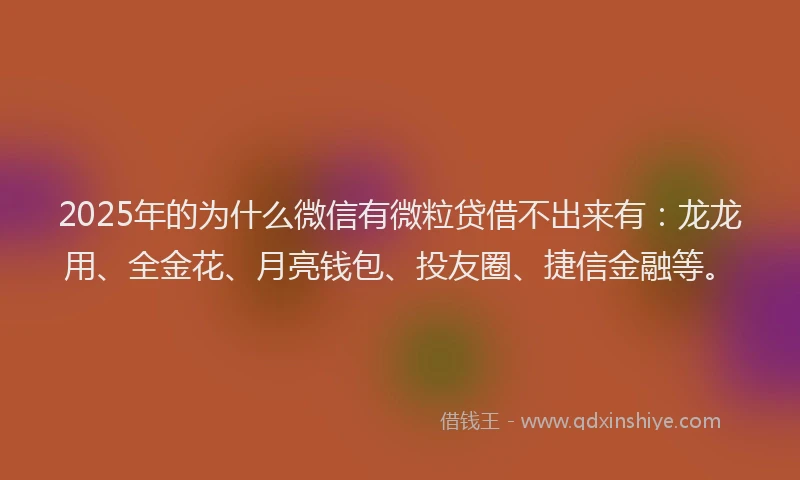 2025年的为什么微信有微粒贷借不出来有：龙龙用、全金花、月亮钱包、投友圈、捷信金融等。