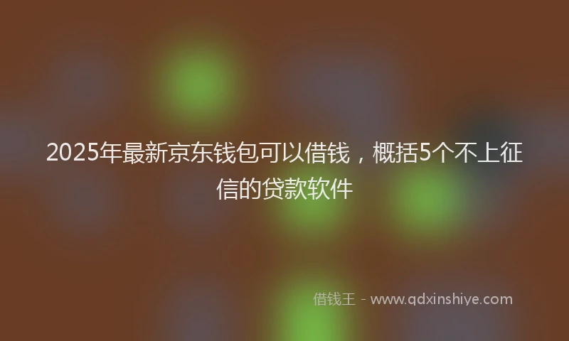 2025年最新京东钱包可以借钱，概括5个不上征信的贷款软件