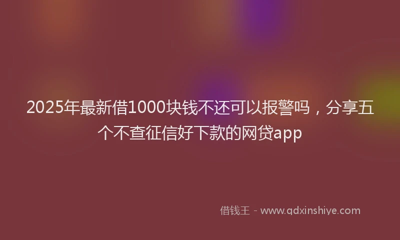 2025年最新借1000块钱不还可以报警吗，分享五个不查征信好下款的网贷app