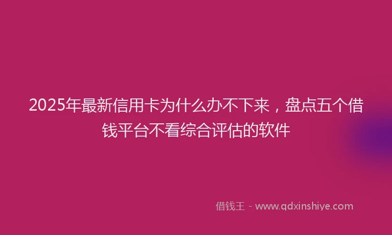 2025年最新信用卡为什么办不下来，盘点五个借钱平台不看综合评估的软件