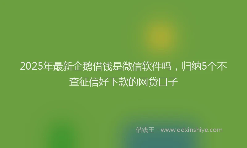 2025年最新企鹅借钱是微信软件吗，归纳5个不查征信好下款的网贷口子