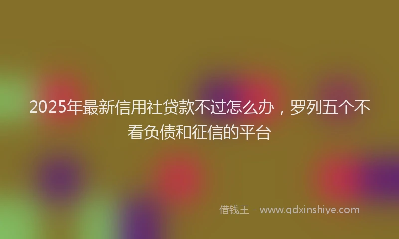 2025年最新信用社贷款不过怎么办，罗列五个不看负债和征信的平台