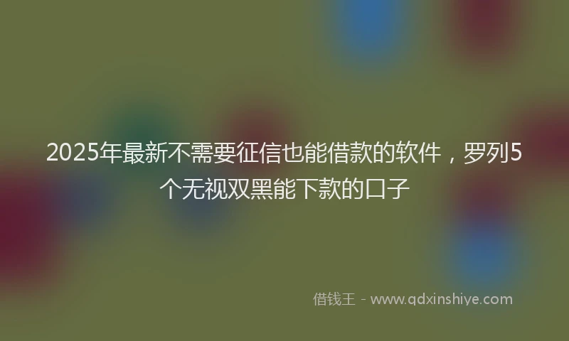 2025年最新不需要征信也能借款的软件，罗列5个无视双黑能下款的口子