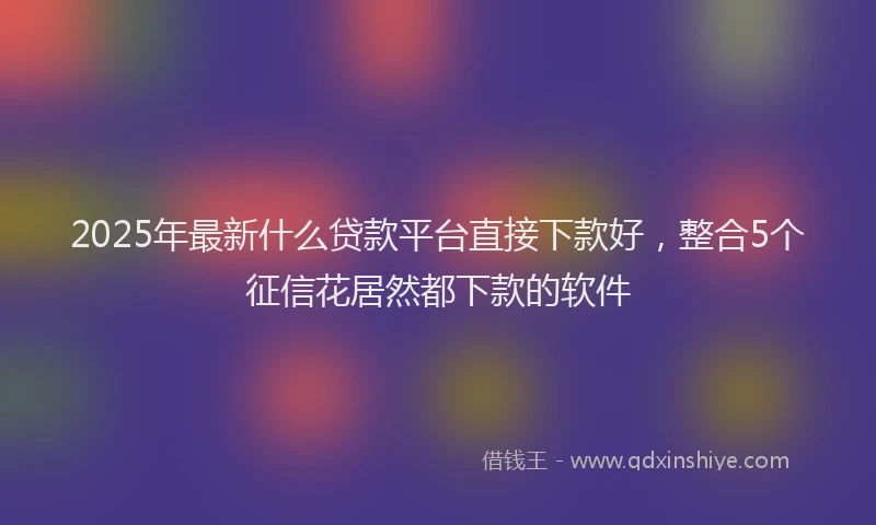 2025年最新什么贷款平台直接下款好，整合5个征信花居然都下款的软件
