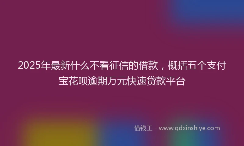 2025年最新什么不看征信的借款，概括五个支付宝花呗逾期万元快速贷款平台