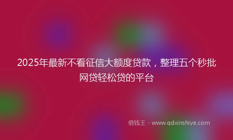 2025年最新不看征信大额度贷款，整理五个秒批网贷轻松贷的平台