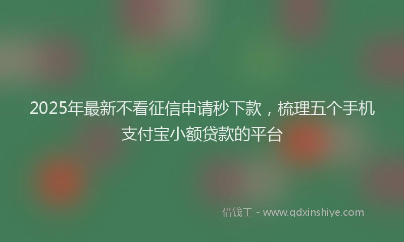2025年最新不看征信申请秒下款，梳理五个手机支付宝小额贷款的平台