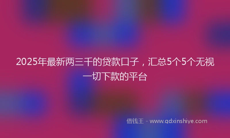 2025年最新两三千的贷款口子，汇总5个5个无视一切下款的平台