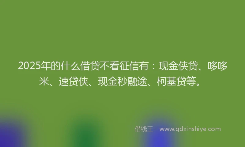 2025年的什么借贷不看征信有：现金侠贷、哆哆米、速贷侠、现金秒融途、柯基贷等。