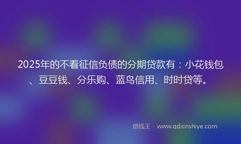 2025年的不看征信负债的分期贷款有：小花钱包、豆豆钱、分乐购、蓝鸟信用、时时贷等。