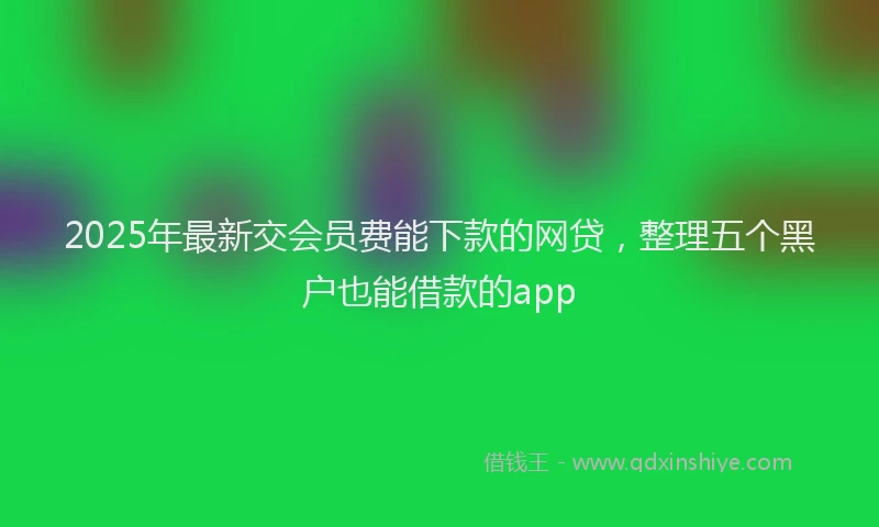 2025年最新交会员费能下款的网贷，整理五个黑户也能借款的app