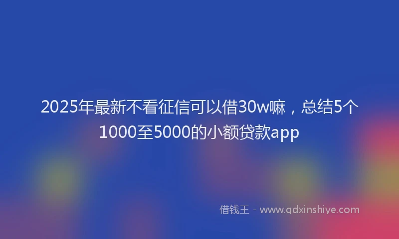 2025年最新不看征信可以借30w嘛，总结5个1000至5000的小额贷款app