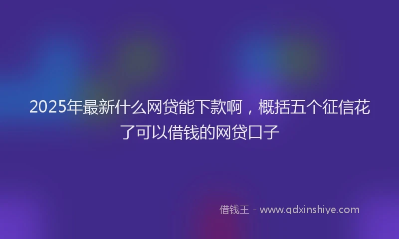 2025年最新什么网贷能下款啊，概括五个征信花了可以借钱的网贷口子