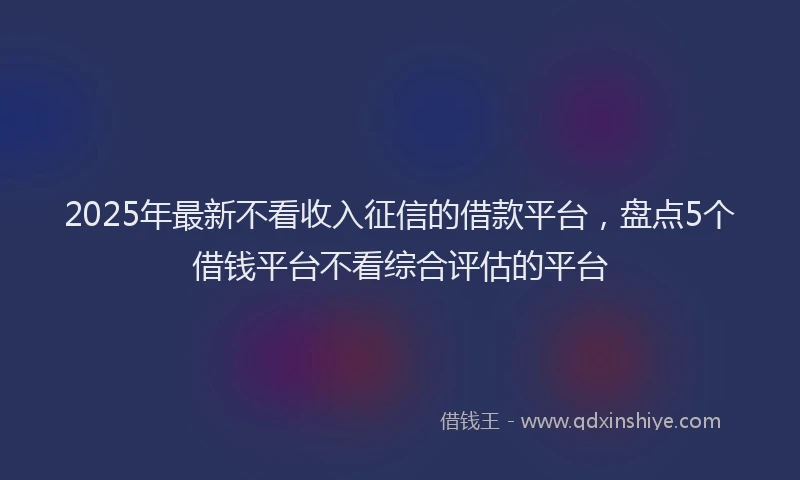 2025年最新不看收入征信的借款平台，盘点5个借钱平台不看综合评估的平台