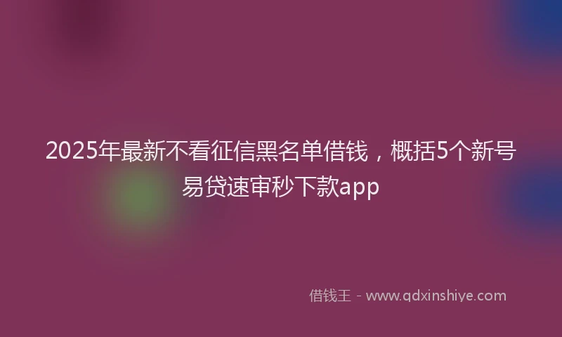2025年最新不看征信黑名单借钱，概括5个新号易贷速审秒下款app