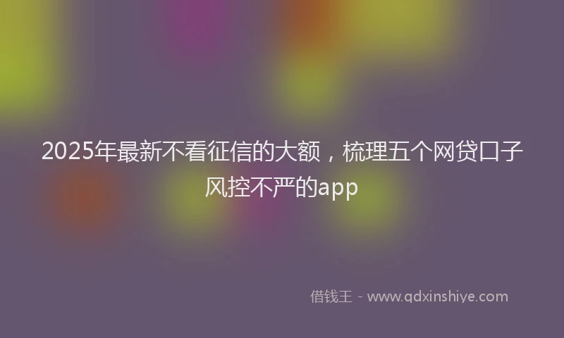 2025年最新不看征信的大额，梳理五个网贷口子风控不严的app