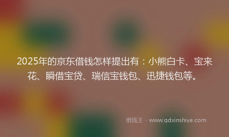 2025年的京东借钱怎样提出有：小熊白卡、宝来花、瞬借宝贷、瑞信宝钱包、迅捷钱包等。