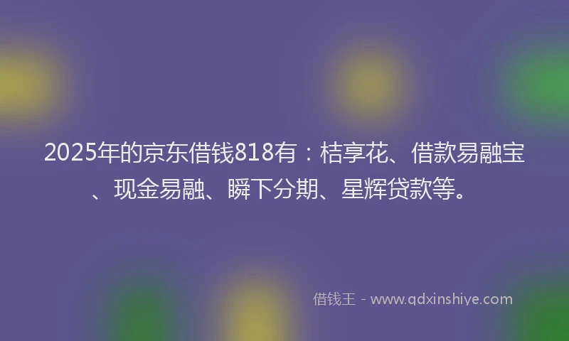 2025年的京东借钱818有：桔享花、借款易融宝、现金易融、瞬下分期、星辉贷款等。