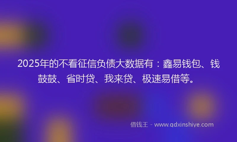 2025年的不看征信负债大数据有：鑫易钱包、钱鼓鼓、省时贷、我来贷、极速易借等。