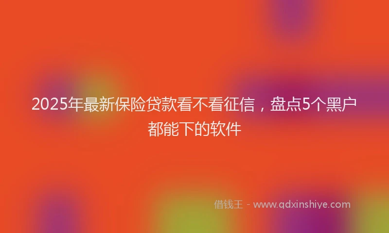 2025年最新保险贷款看不看征信，盘点5个黑户都能下的软件