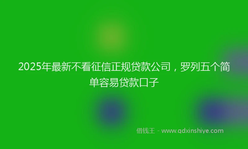 2025年最新不看征信正规贷款公司，罗列五个简单容易贷款口子
