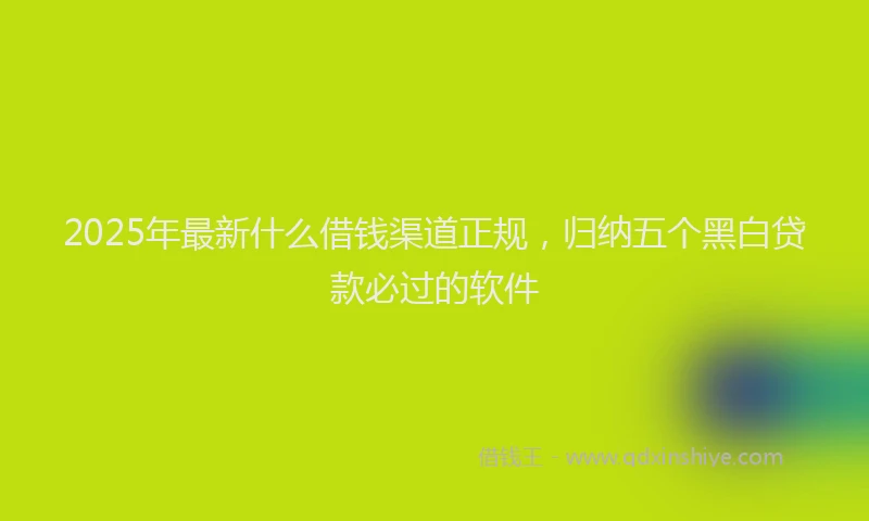 2025年最新什么借钱渠道正规，归纳五个黑白贷款必过的软件