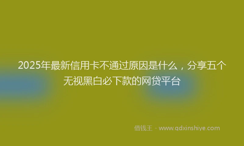 2025年最新信用卡不通过原因是什么，分享五个无视黑白必下款的网贷平台