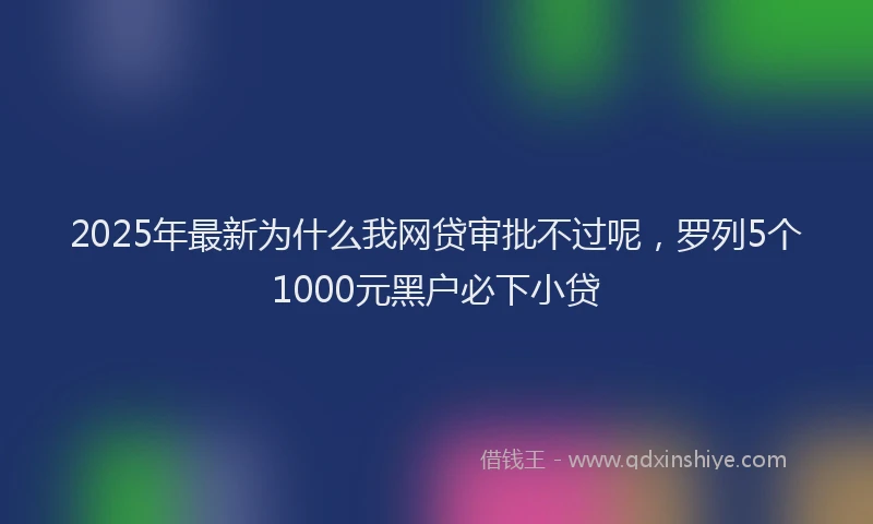 2025年最新为什么我网贷审批不过呢，罗列5个1000元黑户必下小贷