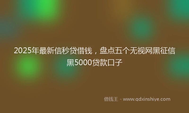 2025年最新信秒贷借钱，盘点五个无视网黑征信黑5000贷款口子