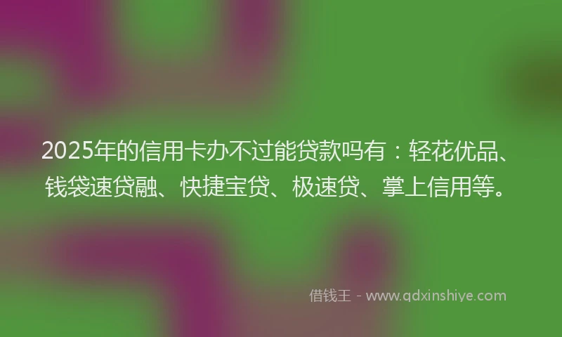 2025年的信用卡办不过能贷款吗有：轻花优品、钱袋速贷融、快捷宝贷、极速贷、掌上信用等。