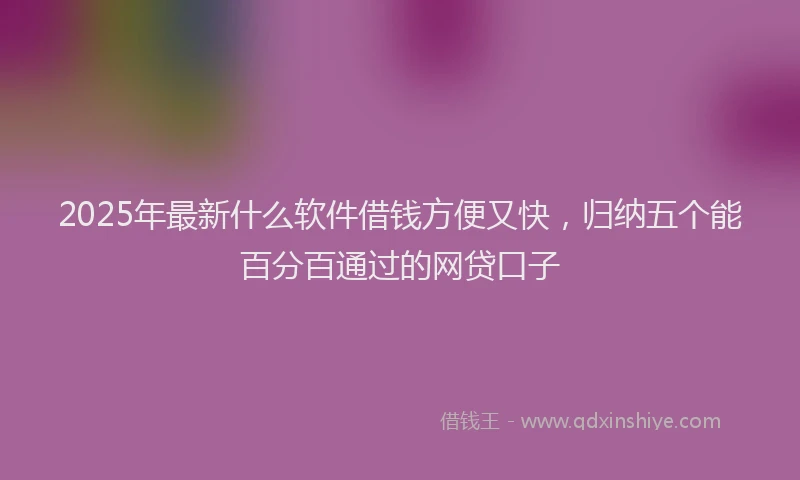 2025年最新什么软件借钱方便又快，归纳五个能百分百通过的网贷口子