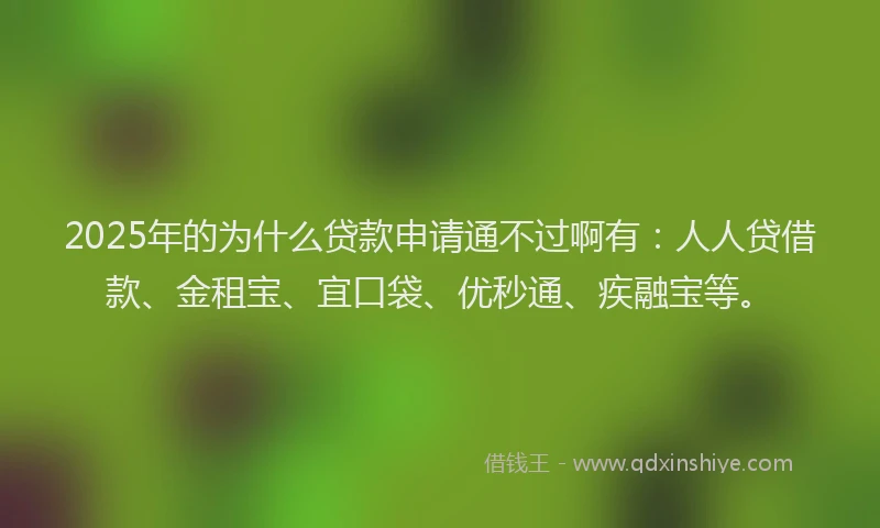 2025年的为什么贷款申请通不过啊有：人人贷借款、金租宝、宜口袋、优秒通、疾融宝等。